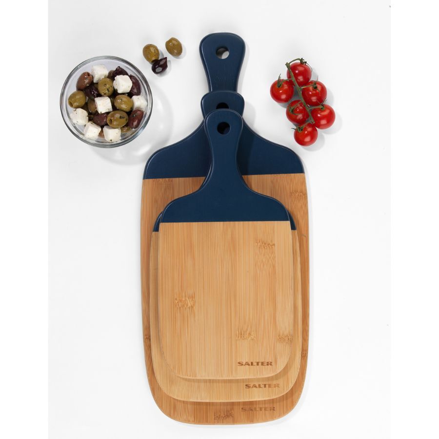 Salter 3pc Paddle Chop Board Set - Blue