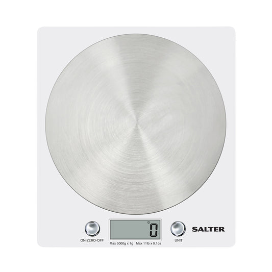 Salter Disc Digital Kitchen Scale 5kg White & S/Steel